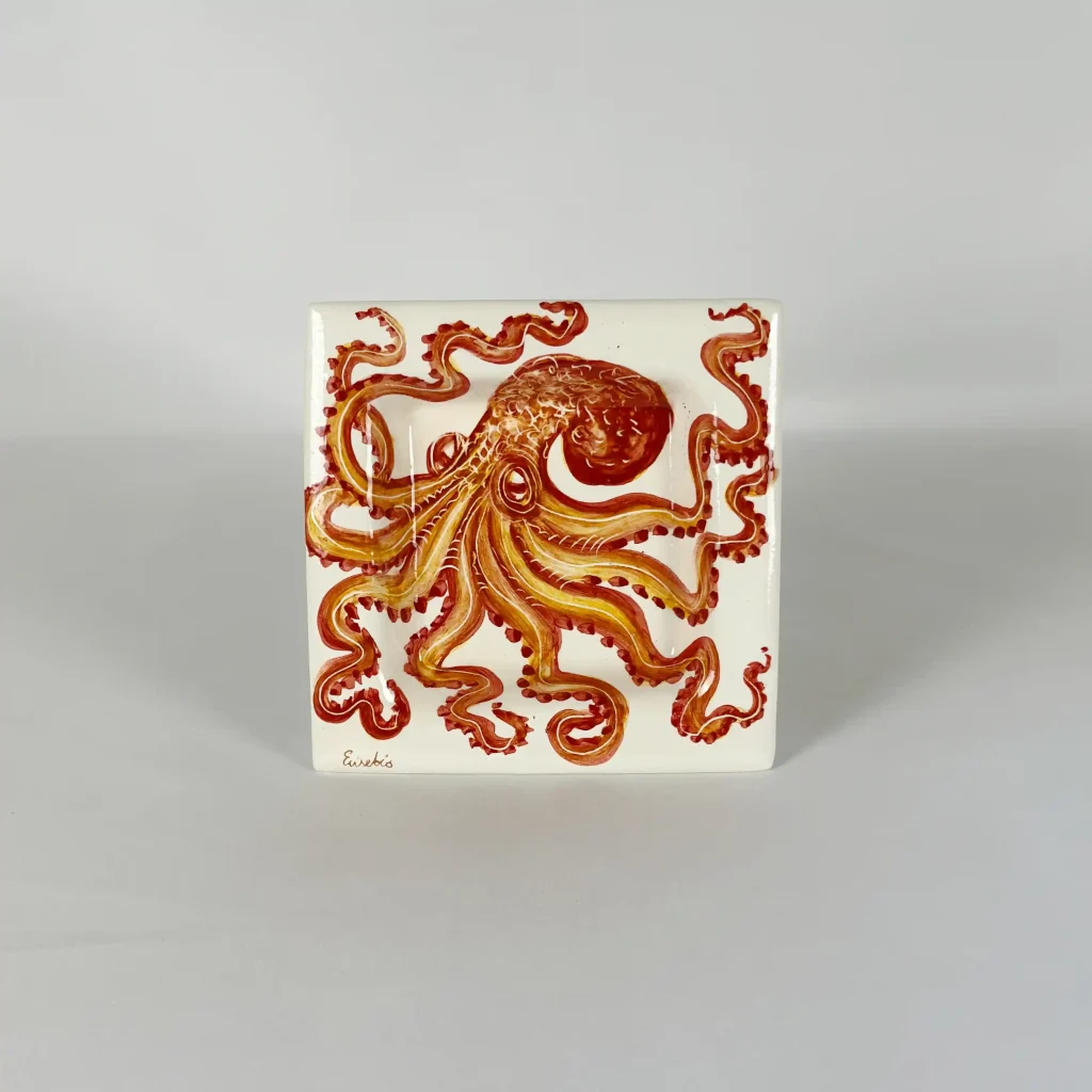 Cenicero Inglés de la serie Pulpo, pintada a mano