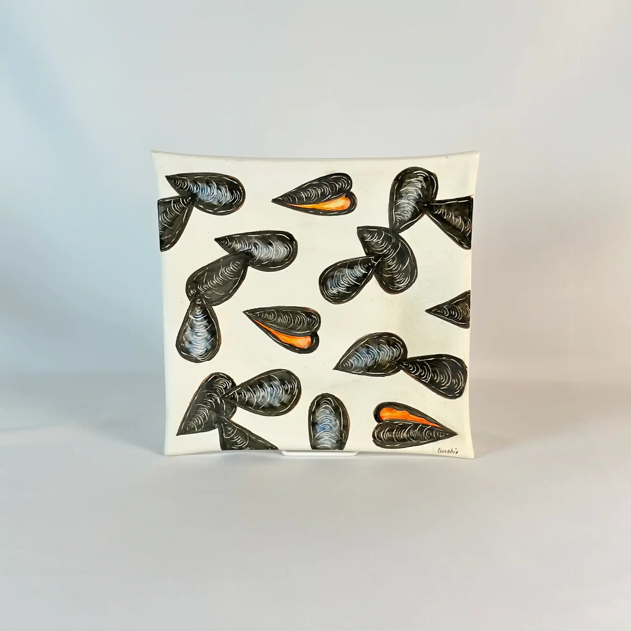 Cuadrado Picos de la serie Mejillones, pintada a mano
