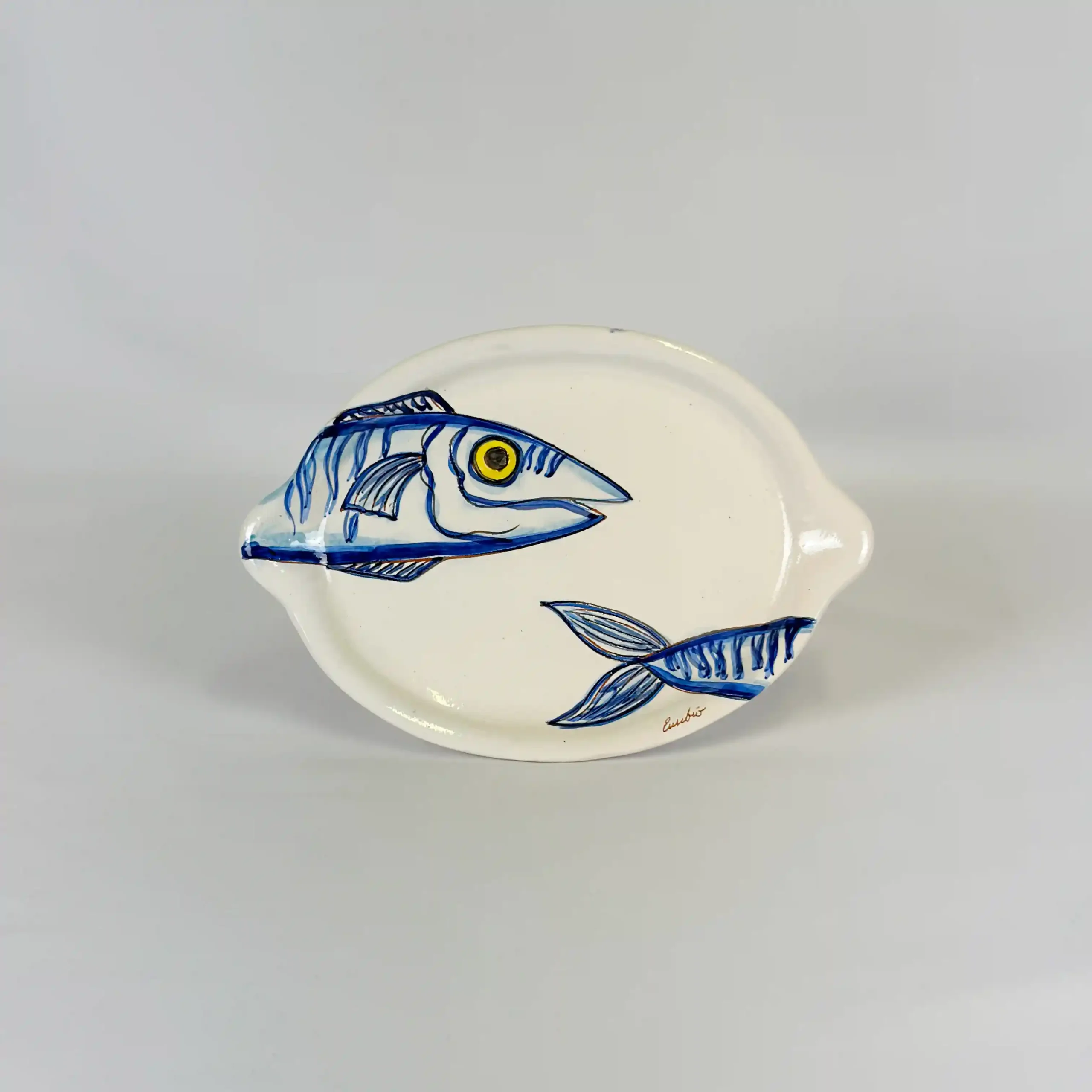 Plato Limón de la serie Caballas, pintada a mano