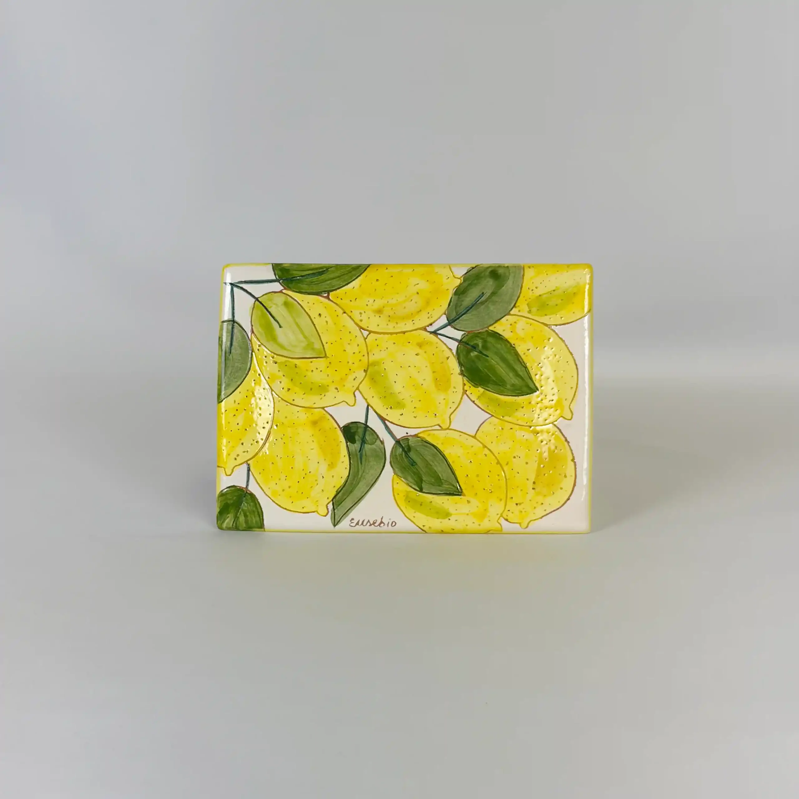 Rectangular de la serie Limones, pintada a mano