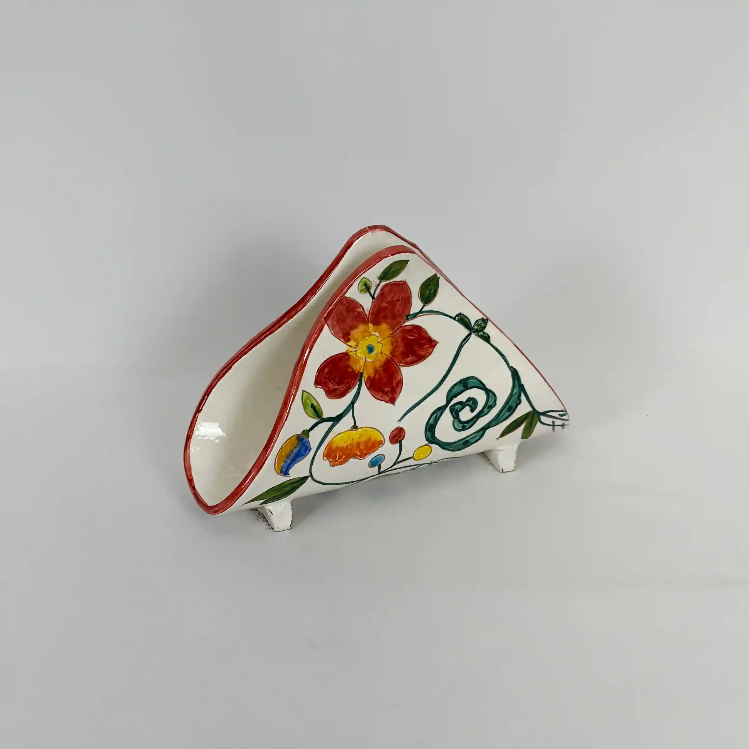 Servilletero de la serie Flor de Primavera, pintada a mano